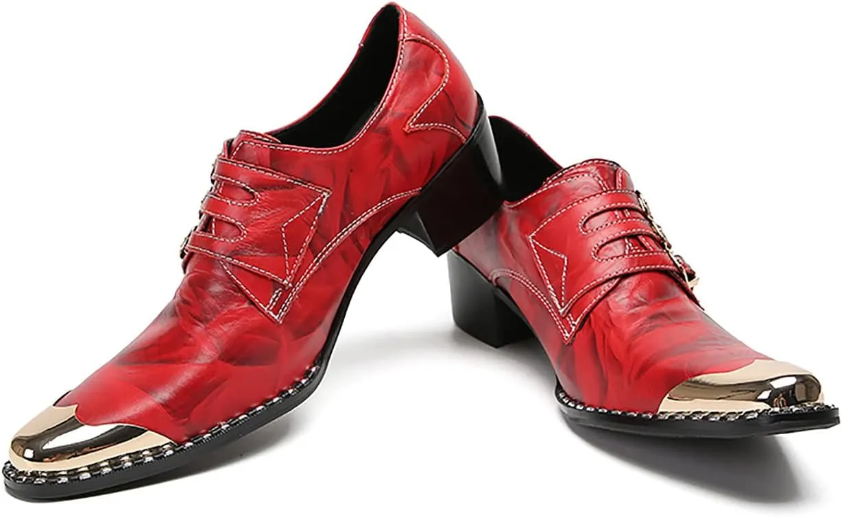 Mens Loafers Slip On Dress Party Casual Leather Metal Square Toe Heel Cowboy Shoes Fashion Buttons Handmade Western Shoes for Men