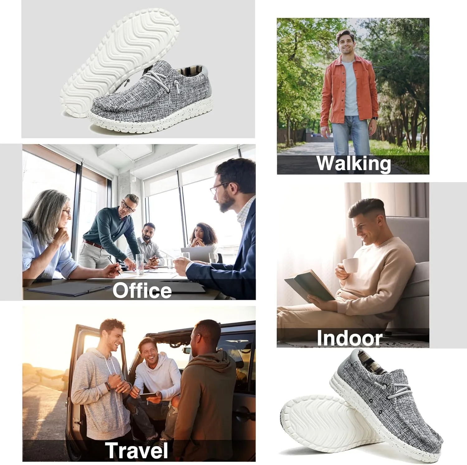 Men's Machine Washable Loafers Lace Up Slip On Casual Comfortable and Breathable Boat Shoes for Work Lightweight Soft Sole Traveling Shoes Gifts for Men Zapatos para Casuales