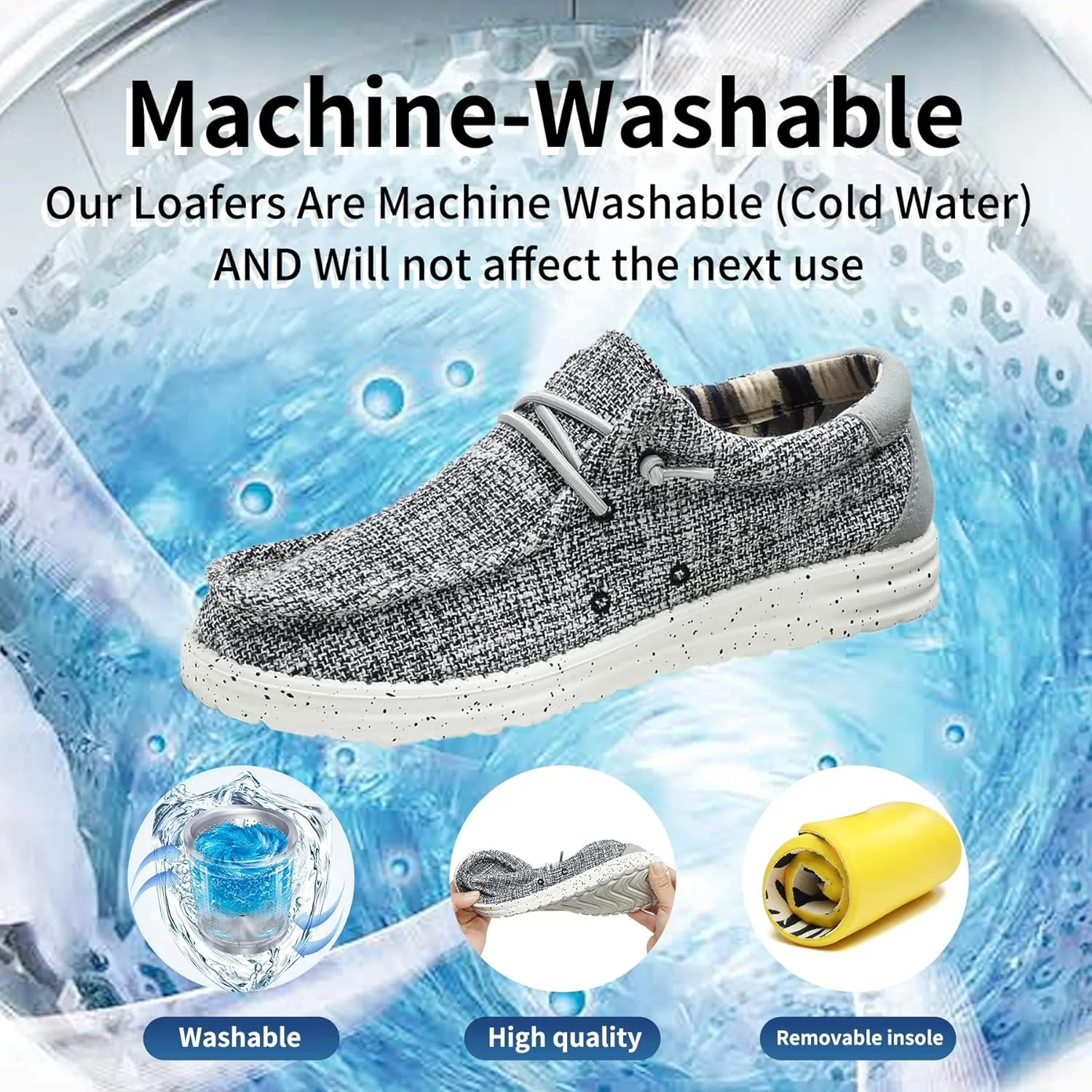 Men's Machine Washable Loafers Lace Up Slip On Casual Comfortable and Breathable Boat Shoes for Work Lightweight Soft Sole Traveling Shoes Gifts for Men Zapatos para Casuales