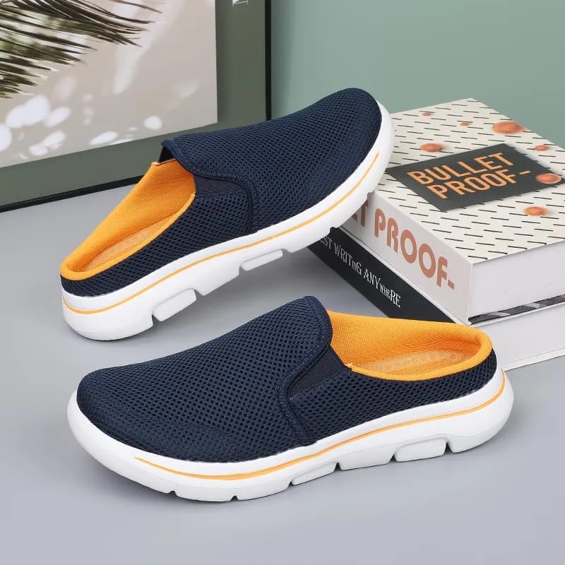 Men's Mesh House Slippers,indoor,half shoes for men,slip on mules,Lightweight,washable
