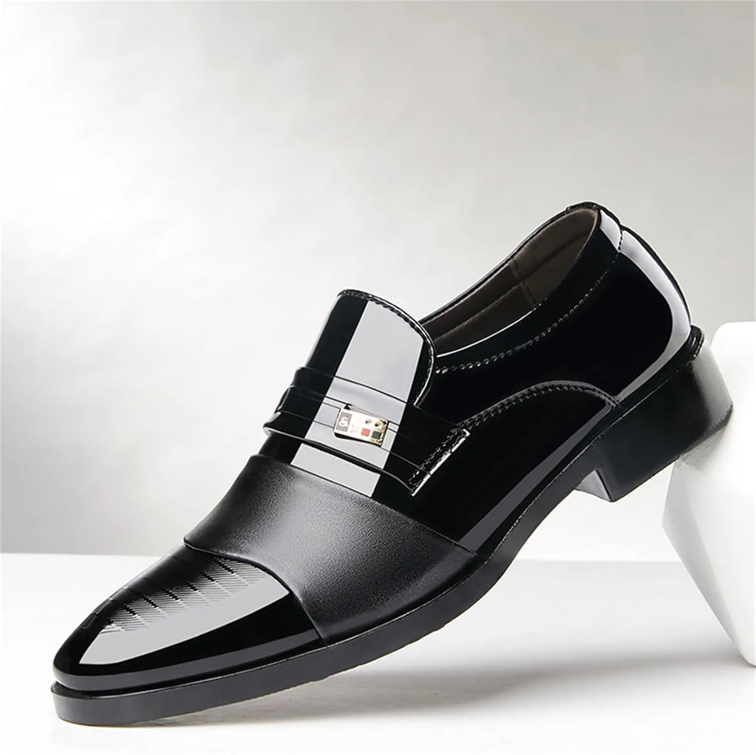 Men's Patent Leather Slip-on Dress Loafers Shoes Formal Tuxedo Shoes Work Business Office Dress Shoes