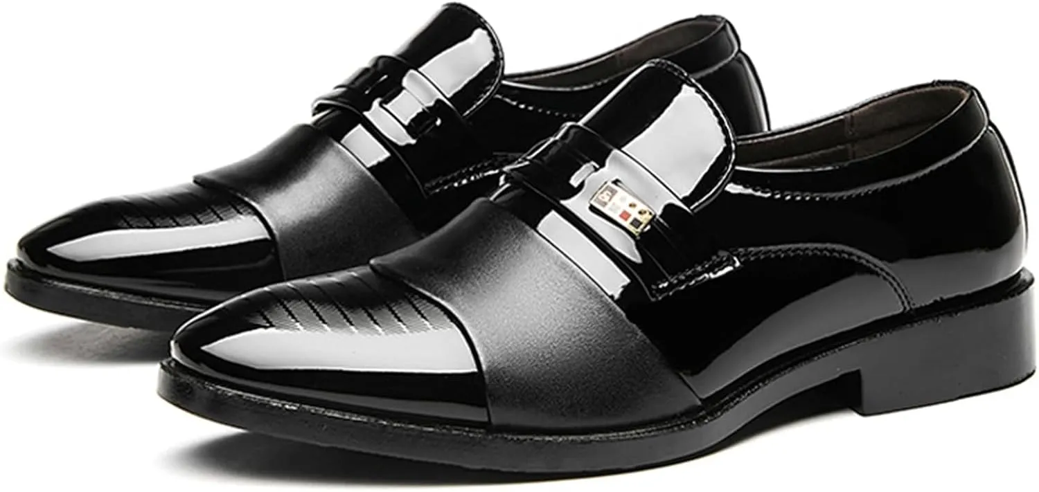 Men's Patent Leather Slip-on Dress Loafers Shoes Formal Tuxedo Shoes Work Business Office Dress Shoes