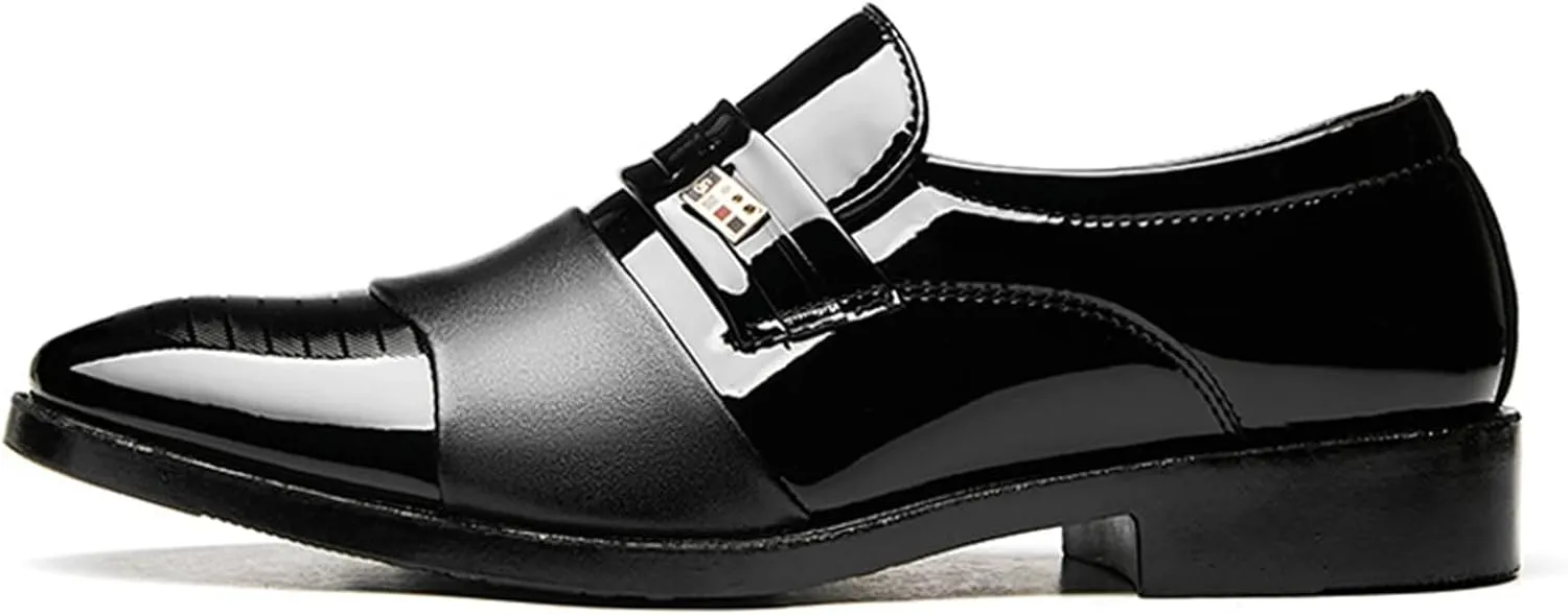 Men's Patent Leather Slip-on Dress Loafers Shoes Formal Tuxedo Shoes Work Business Office Dress Shoes