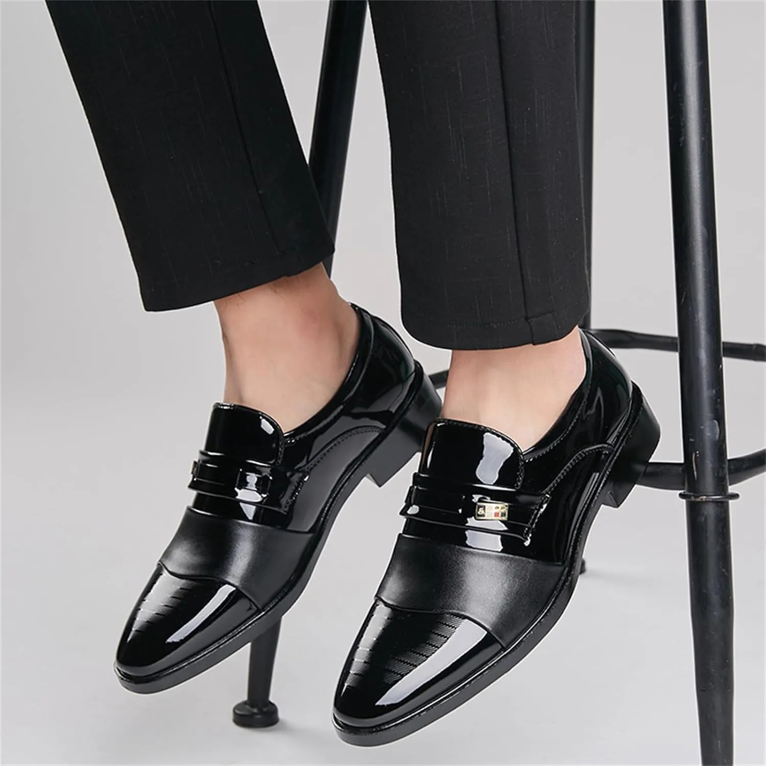 Men's Patent Leather Slip-on Dress Loafers Shoes Formal Tuxedo Shoes Work Business Office Dress Shoes