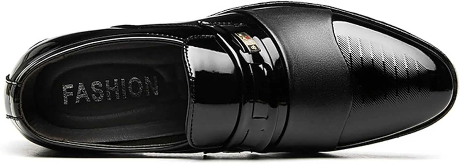 Men's Patent Leather Slip-on Dress Loafers Shoes Formal Tuxedo Shoes Work Business Office Dress Shoes