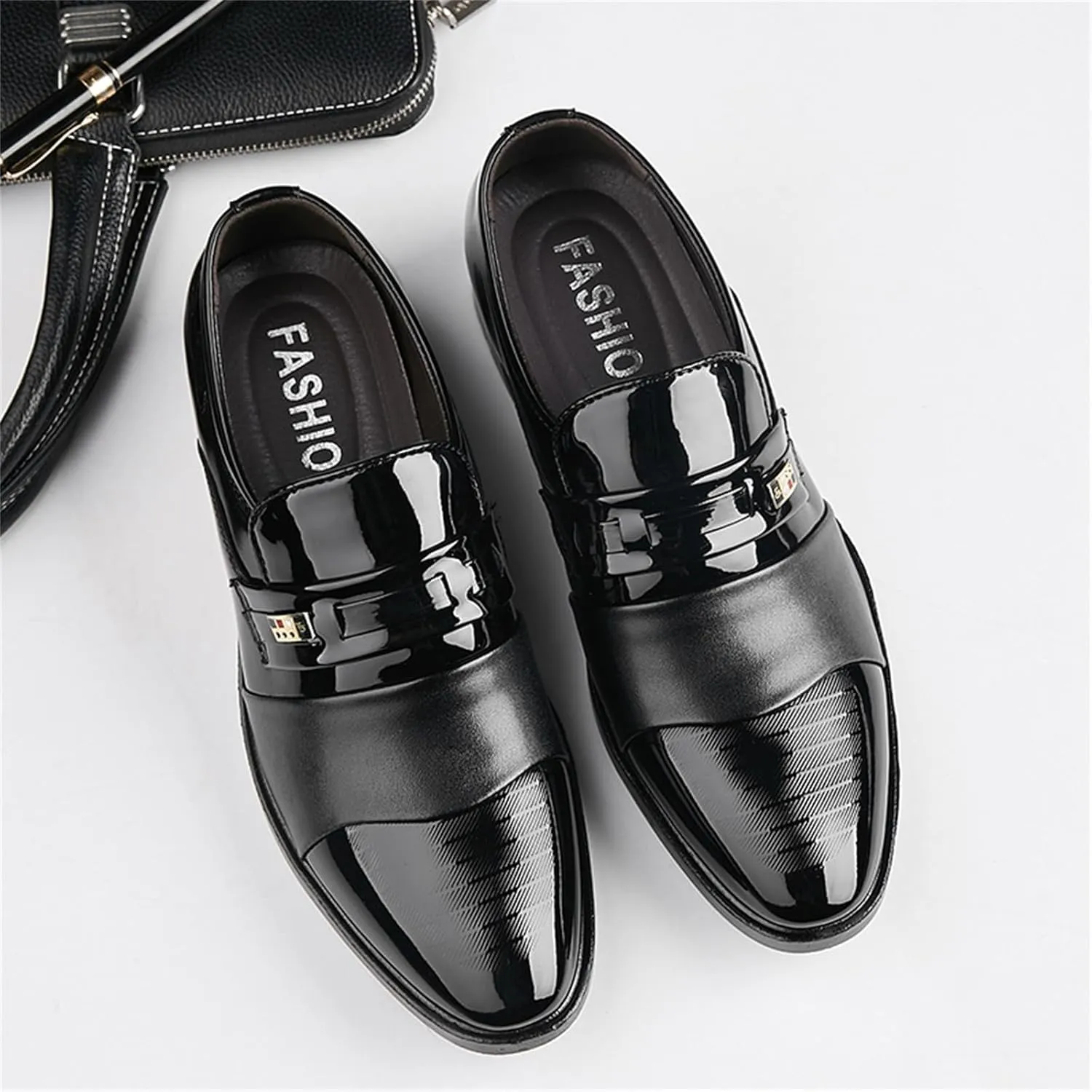 Men's Patent Leather Slip-on Dress Loafers Shoes Formal Tuxedo Shoes Work Business Office Dress Shoes
