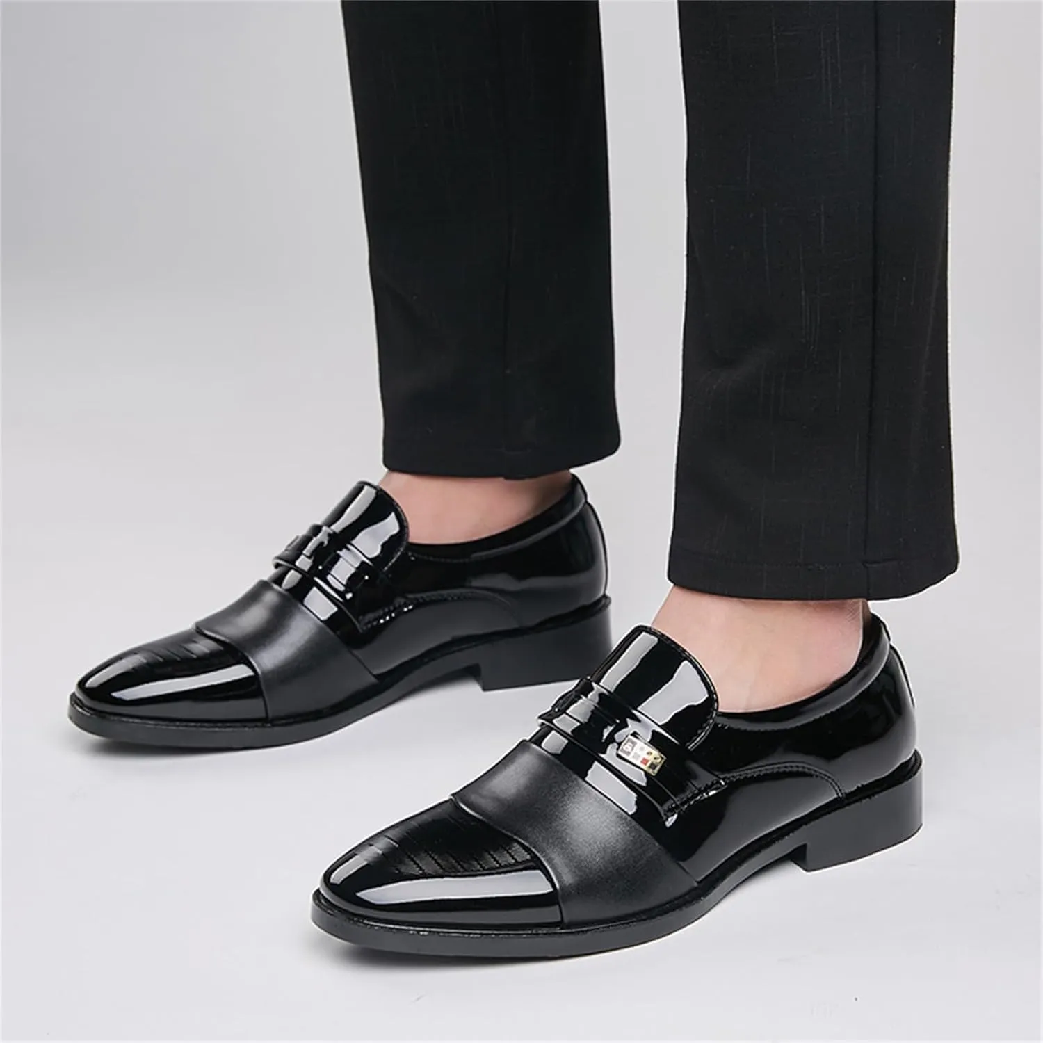 Men's Patent Leather Slip-on Dress Loafers Shoes Formal Tuxedo Shoes Work Business Office Dress Shoes