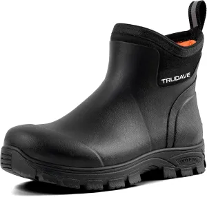 Men's Rain Boots Waterproof Garden Shoes, Ankle Rubber Work Boots, Camp Outdoor Snow Mud Boots for Farming, Hunting, Lawn Work, Size 7-14