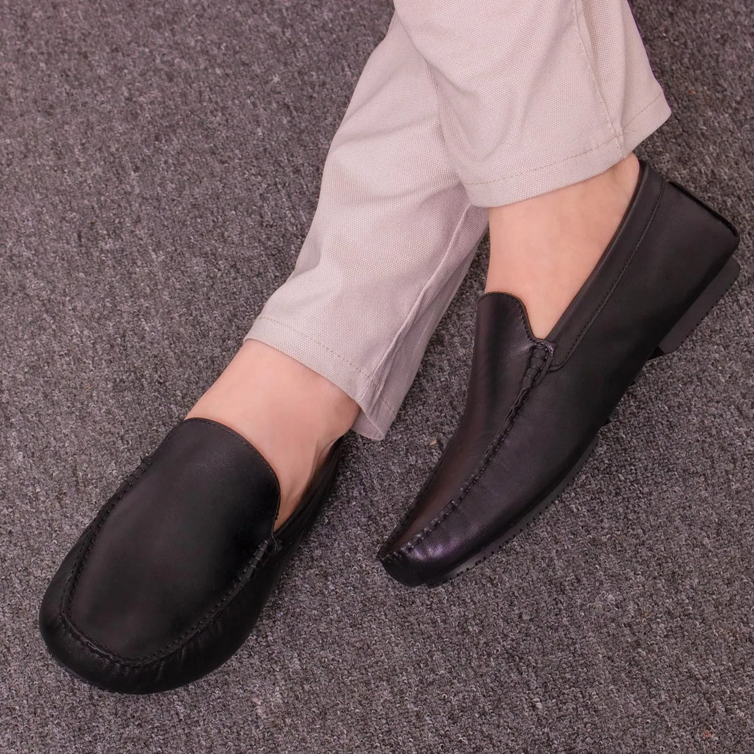 Men's Slip-On Driving Shoes Style Loafers, Classic Fashion Sneakers, Very Lightweight Flat Shoes, Casual Comfortable Leather Upper, Lining, Insole, Gifts for Dads