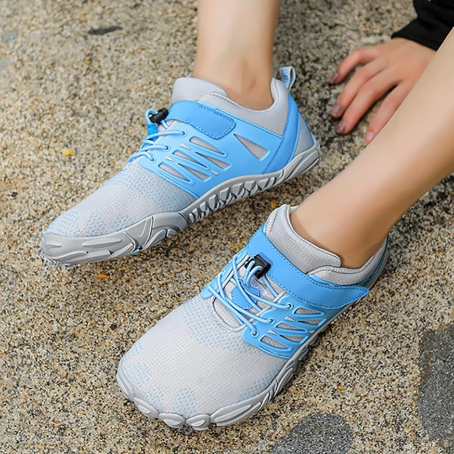 Mens Slip on Lightweight Walking Shoes Non Slip Breathable Quick Drying Water Shoes with Adjustable Lace for Men Summer Beach Walking and Climbing Indoor Workout