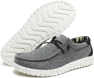 Mens Slip On Loafers Shoes Machine Washable Men Casual Boat Shoe for Work Walk and Traveling Breathable Lightweight Comfort Removable PU Insole Black Grey