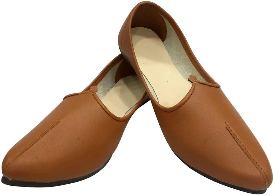 Mens Tan Juttis Indian Shoes Khussa Shoes Jalsa Shoes Casual Shoes