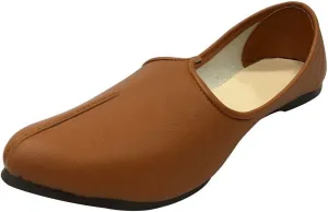 Mens Tan Juttis Indian Shoes Khussa Shoes Jalsa Shoes Casual Shoes