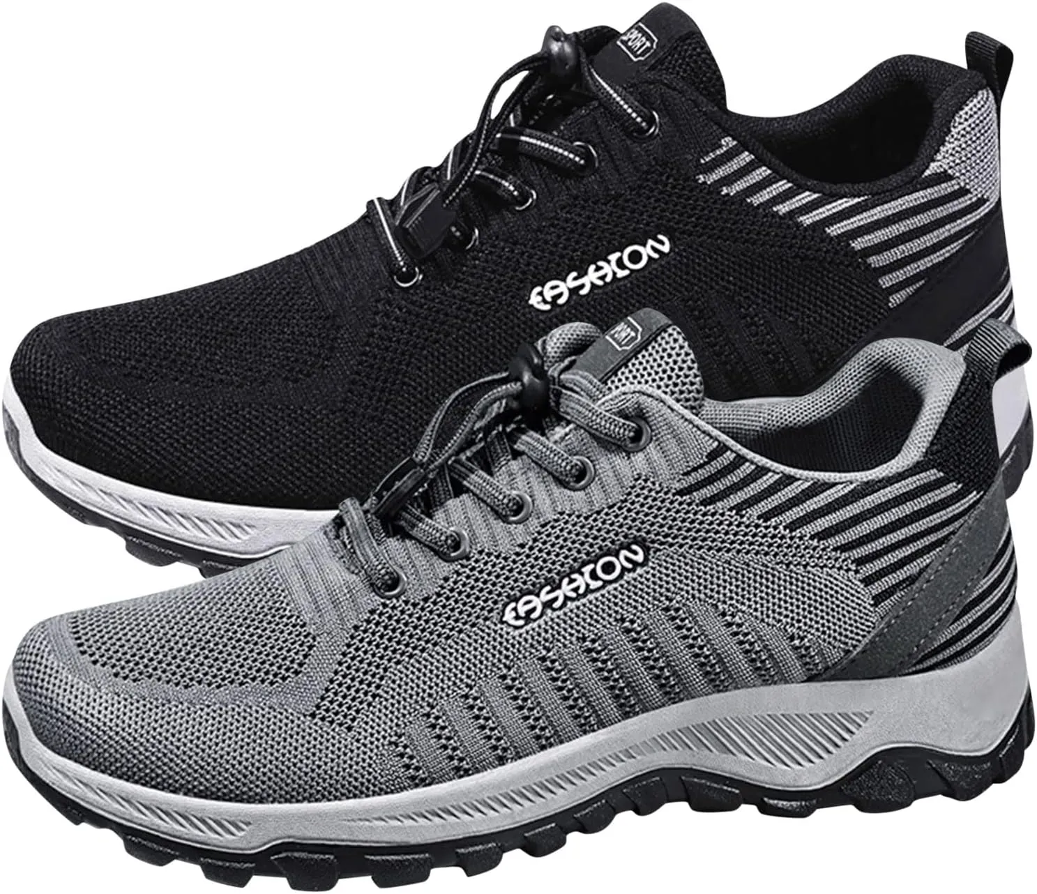 Mens Walking Shoes Lightweight Breathable Mesh Slip On Running Shoes Comfortable Fashion Arch Support Sneakers Workout Casual Sports Shoe with Adujustable Lace for Men Daily Wear