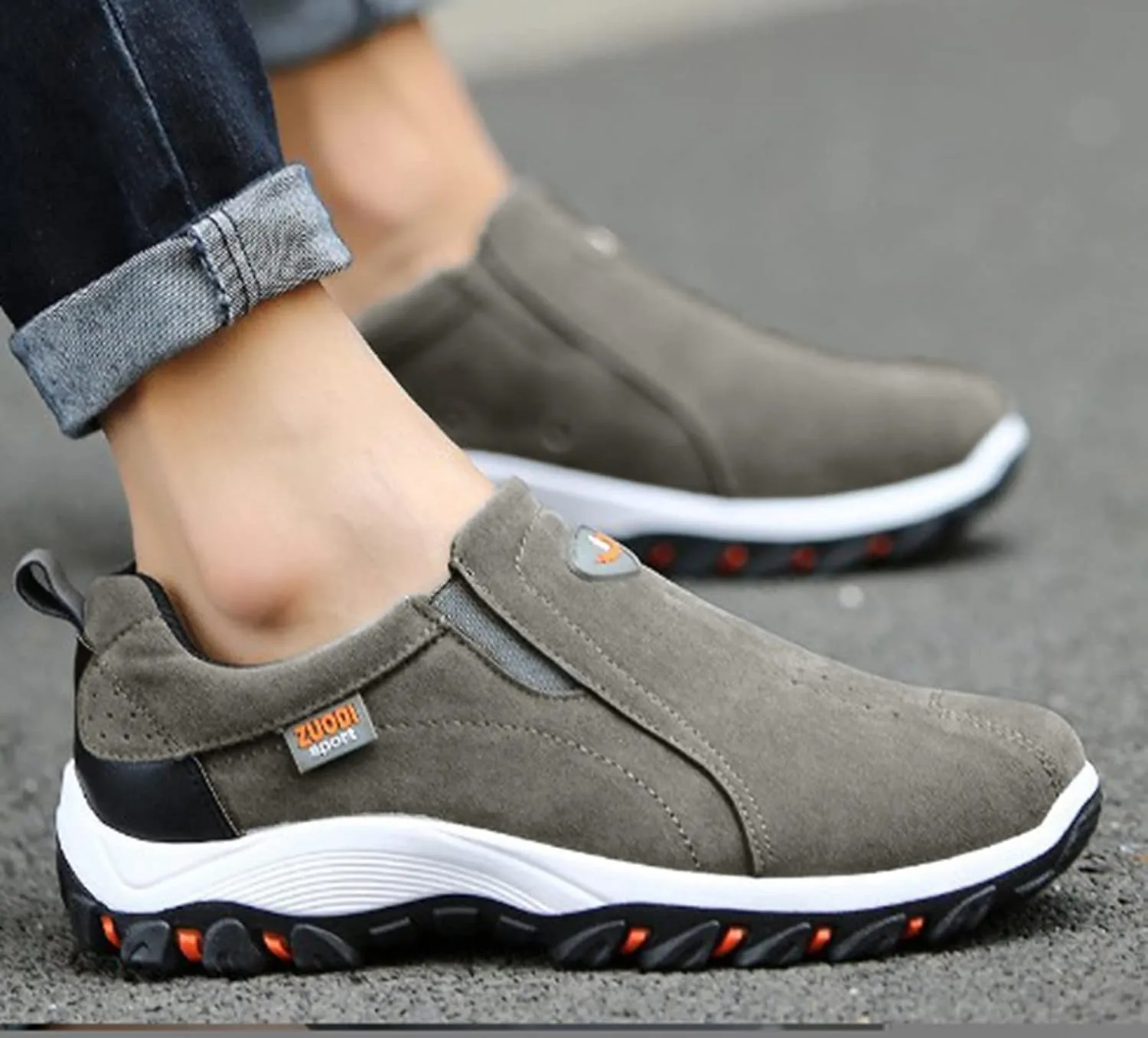 Men's Walking Shoes Waterproof Hiking Shoes Slip on Orthopedic Sneakers Outdoor Breathable Comfortable Non Slip Casual Daily Work Shoes Suede Low-Cut Boots Men