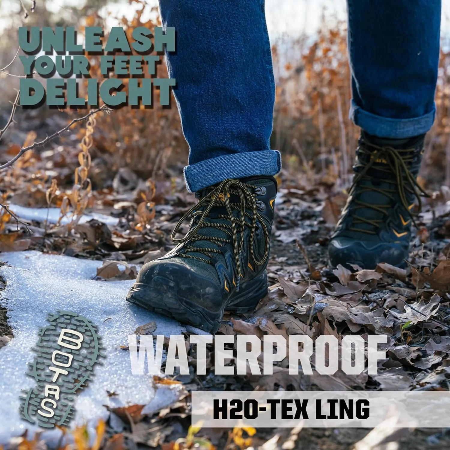 Men's Waterproof Hiking Boots, 6 Inch Slip Resistant Light Weight Outdoor Boots