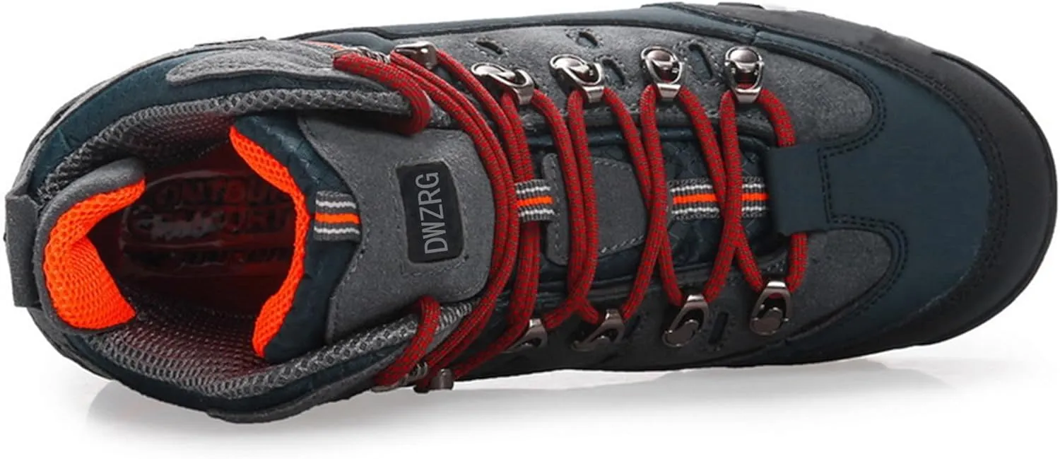 Men's Waterproof Leather mid Hiking Boots Outdoor Non-Slip Lightweight Trekking Sneakers