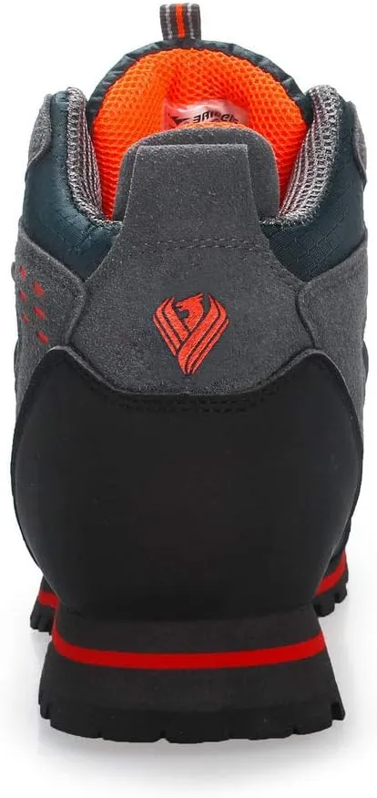 Men's Waterproof Leather mid Hiking Boots Outdoor Non-Slip Lightweight Trekking Sneakers