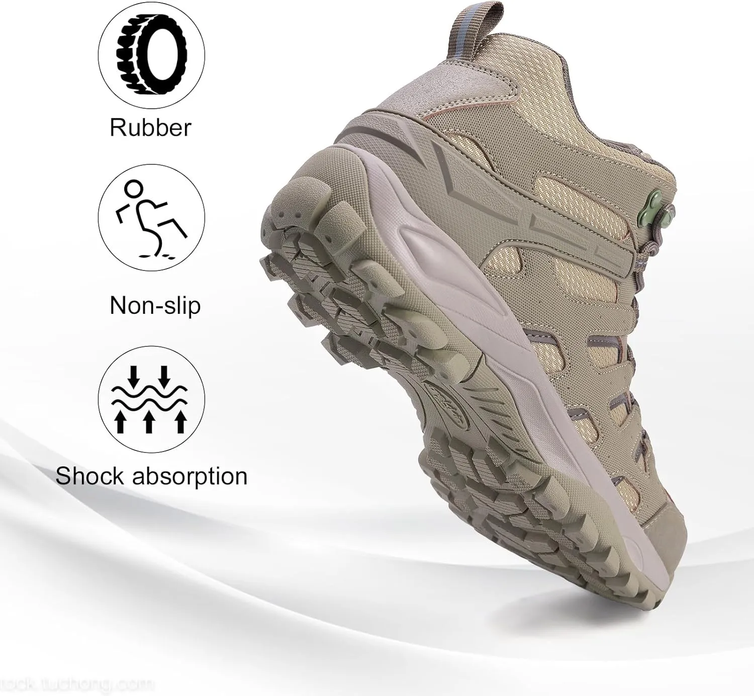Men's Waterproof Slip Resistant Hiking Boots Outdoor Trail Trekking Camping Casual Walking Hunting Shoes Mountain Travel Mid Ankle Lace up