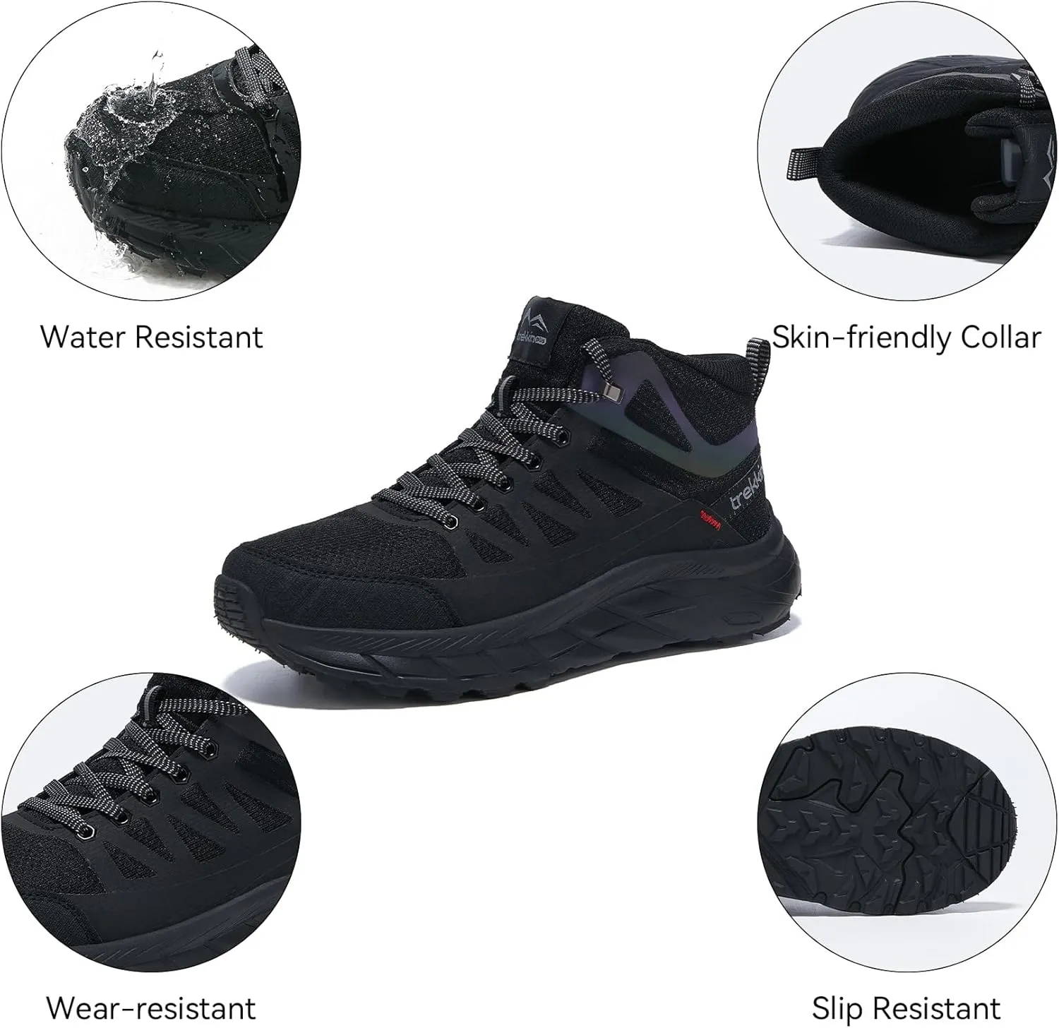 Men's Waterproof Slip Resistant Outdoor Ankle High Boots Trails Womens Relaxed Fit Lightweight Hiking Walking Casual Hunting Workout Shoes Rainproof Lace up