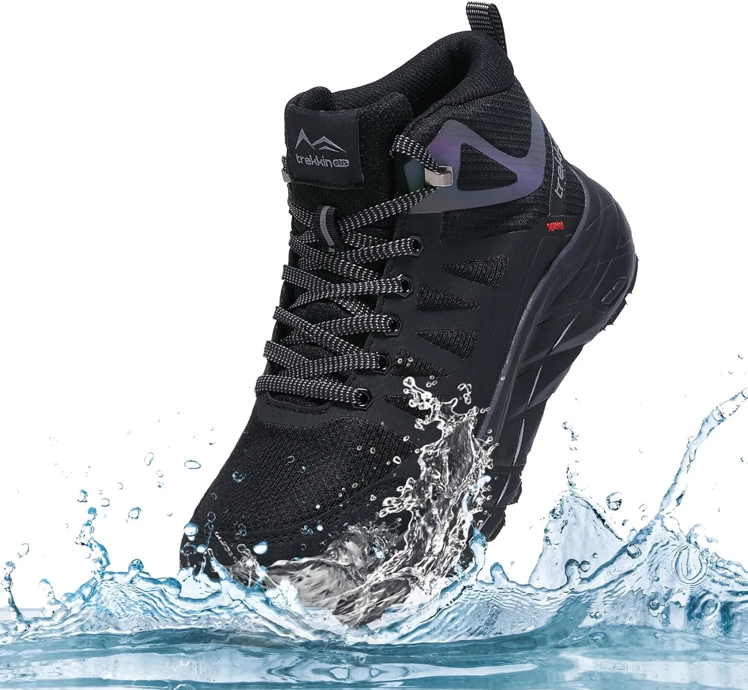 Men's Waterproof Slip Resistant Outdoor Ankle High Boots Trails Womens Relaxed Fit Lightweight Hiking Walking Casual Hunting Workout Shoes Rainproof Lace up