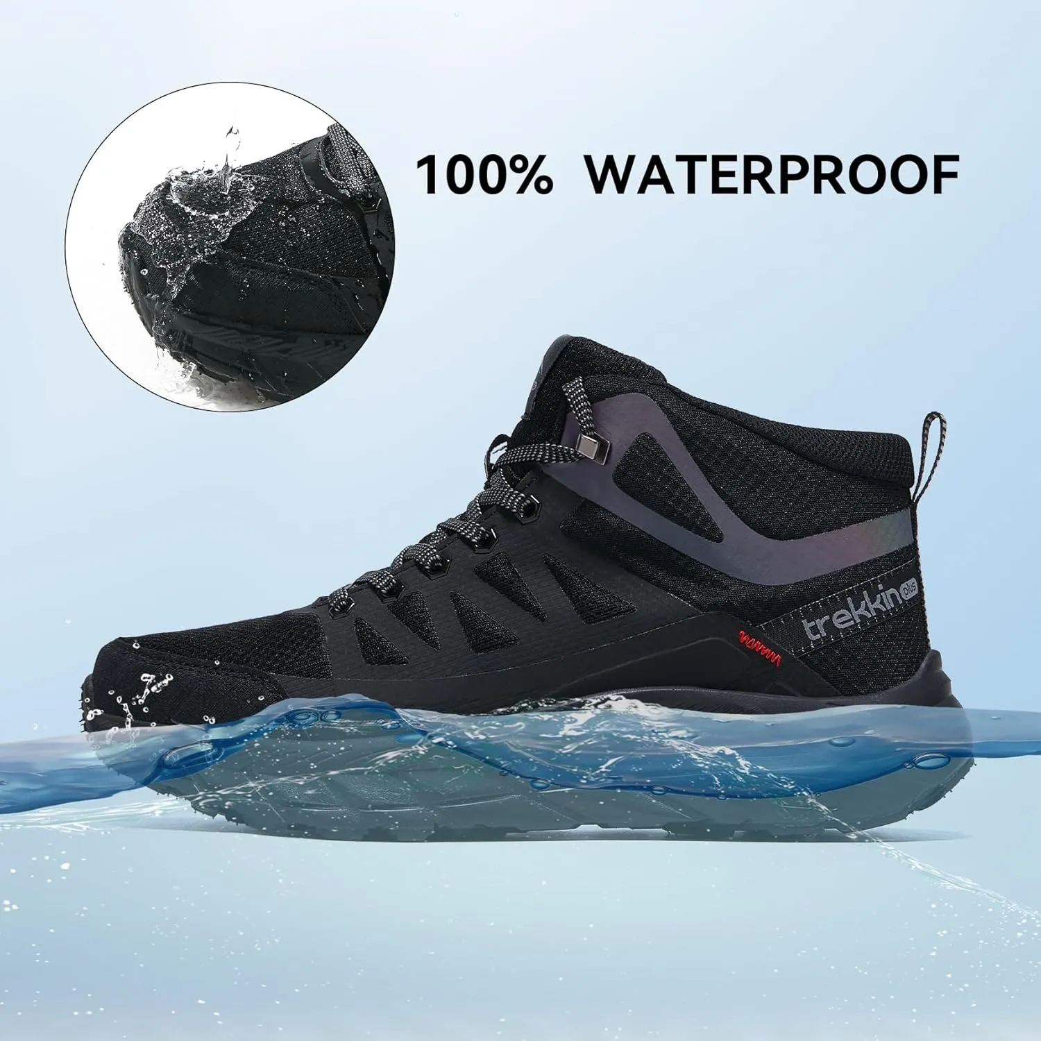 Men's Waterproof Slip Resistant Outdoor Ankle High Boots Trails Womens Relaxed Fit Lightweight Hiking Walking Casual Hunting Workout Shoes Rainproof Lace up