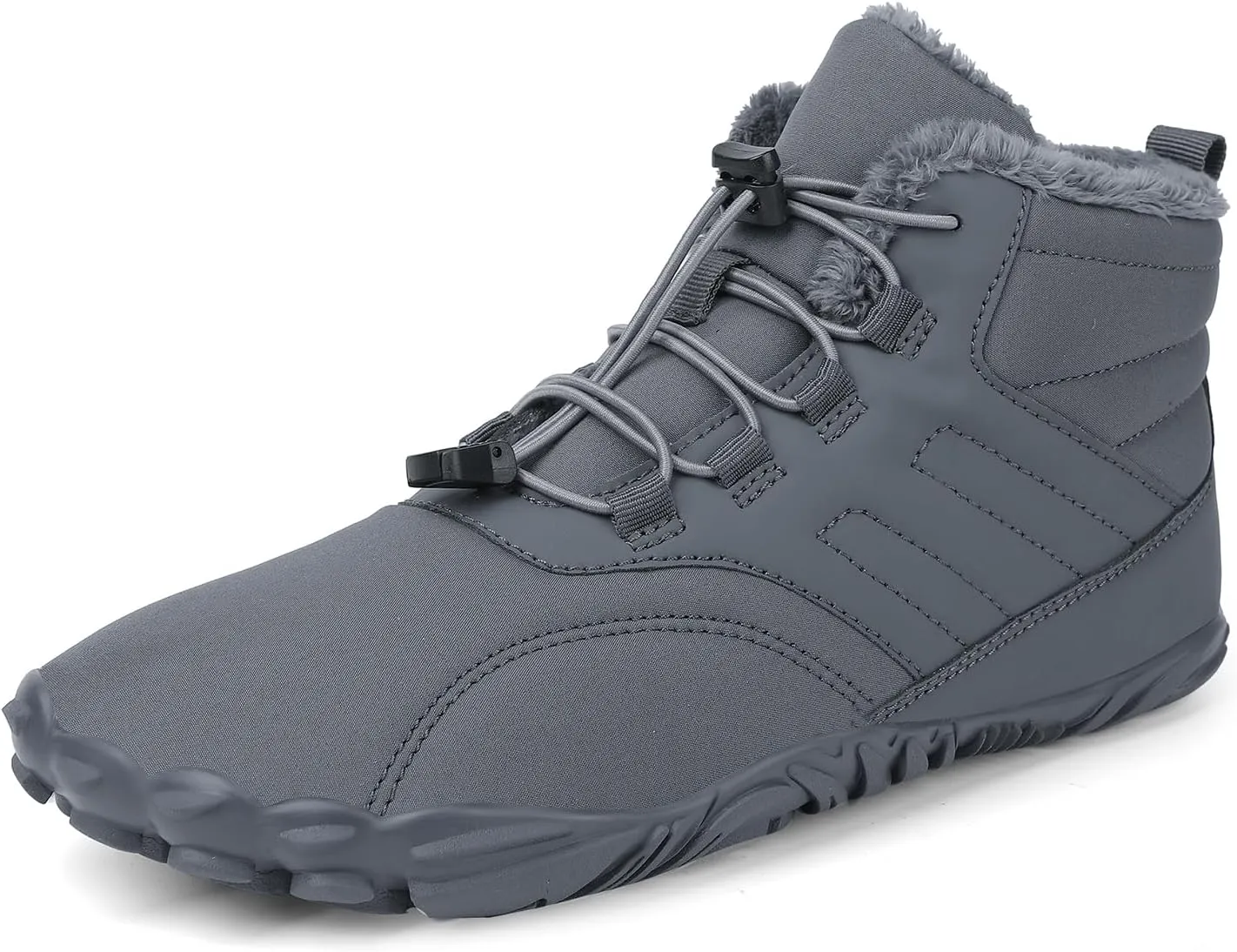 Men's Women's Winter Snow Boots, Slip On Warm Fur Lined Zero Drop Barefoot Hiking Boots, Wide Toe Box Ankle Booties, Minimalist Waterproof Non-Slip Sneakers Hike Shoes for Hiking Walking Outdoor