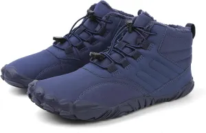 Men's Women's Winter Snow Boots, Slip On Warm Fur Lined Zero Drop Barefoot Hiking Boots, Wide Toe Box Ankle Booties, Minimalist Waterproof Non-Slip Sneakers Hike Shoes for Hiking Walking Outdoor