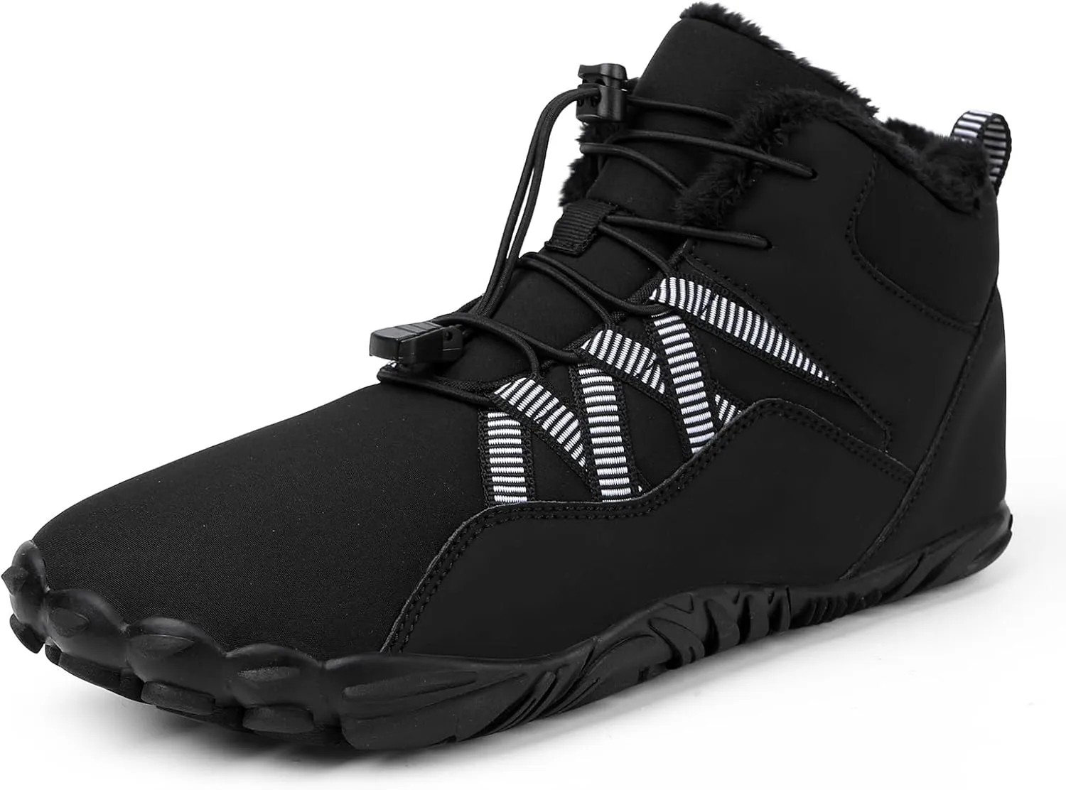Men's Women's Winter Snow Boots, Slip On Warm Fur Lined Zero Drop Barefoot Hiking Boots, Wide Toe Box Ankle Booties, Minimalist Waterproof Non-Slip Sneakers Hike Shoes for Hiking Walking Outdoor