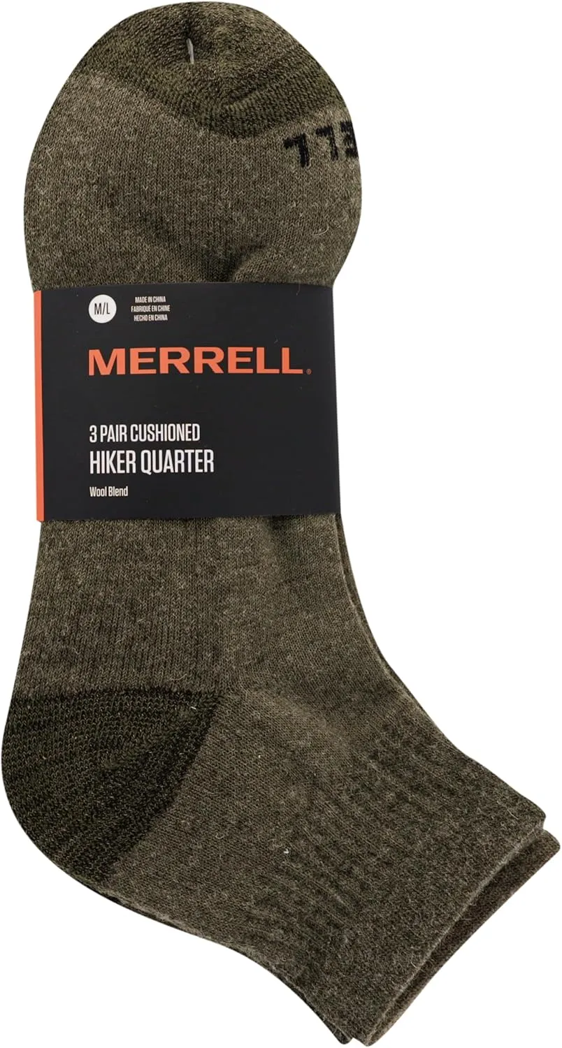 Merrell Unisex-Adult Wool Everyday Hiking Ankle Socks - 3 & 6 Pairs - Cushioned Moisture Wicking