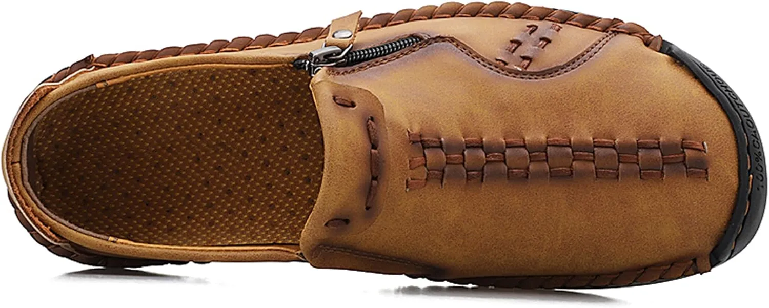 Minishion Mens Loafers Outdoor Zip Retro Work Shoes 8812#