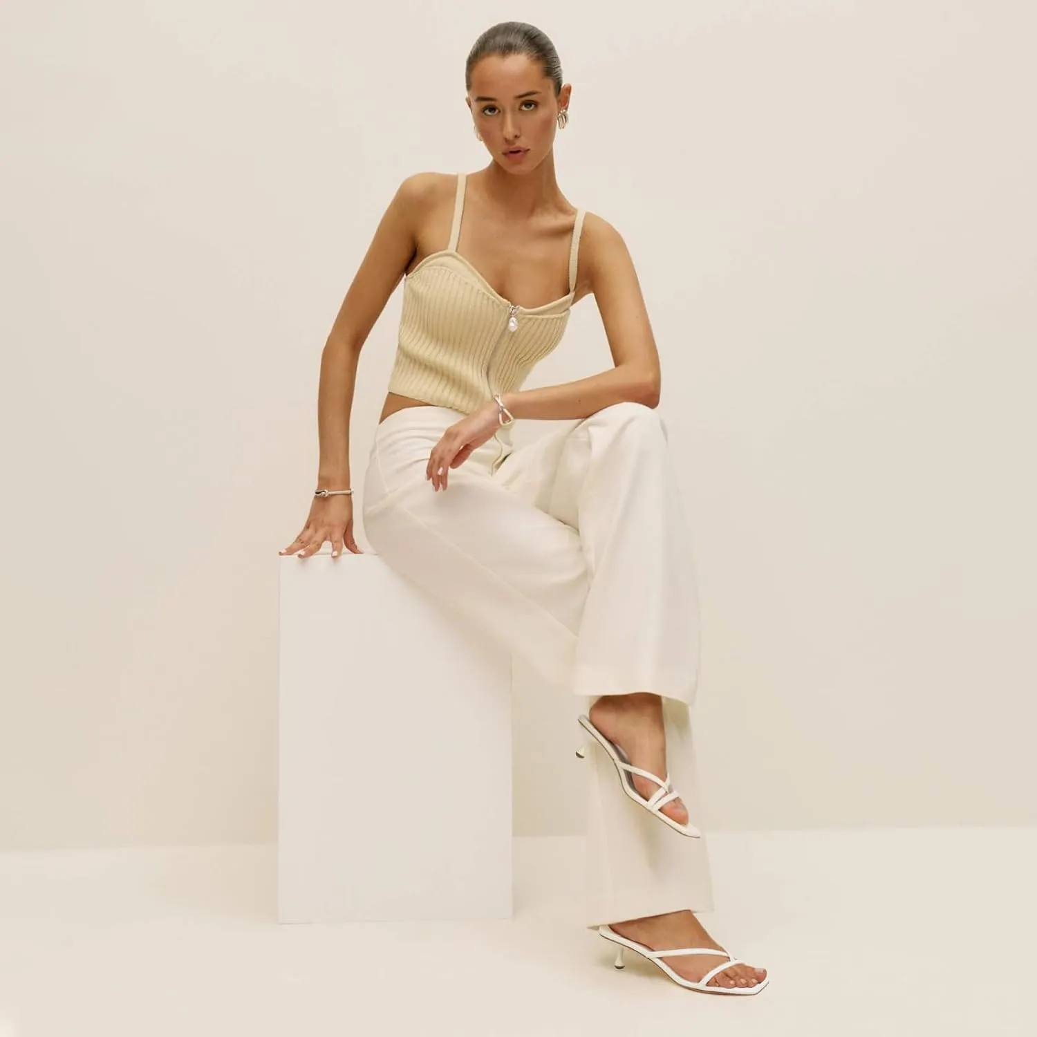 MIRAAZZURRA Flip Flop Kitten Heels Square Open Toe Thong Low Heels Strappy Slip On Slide Sandals Daily Party Shoes