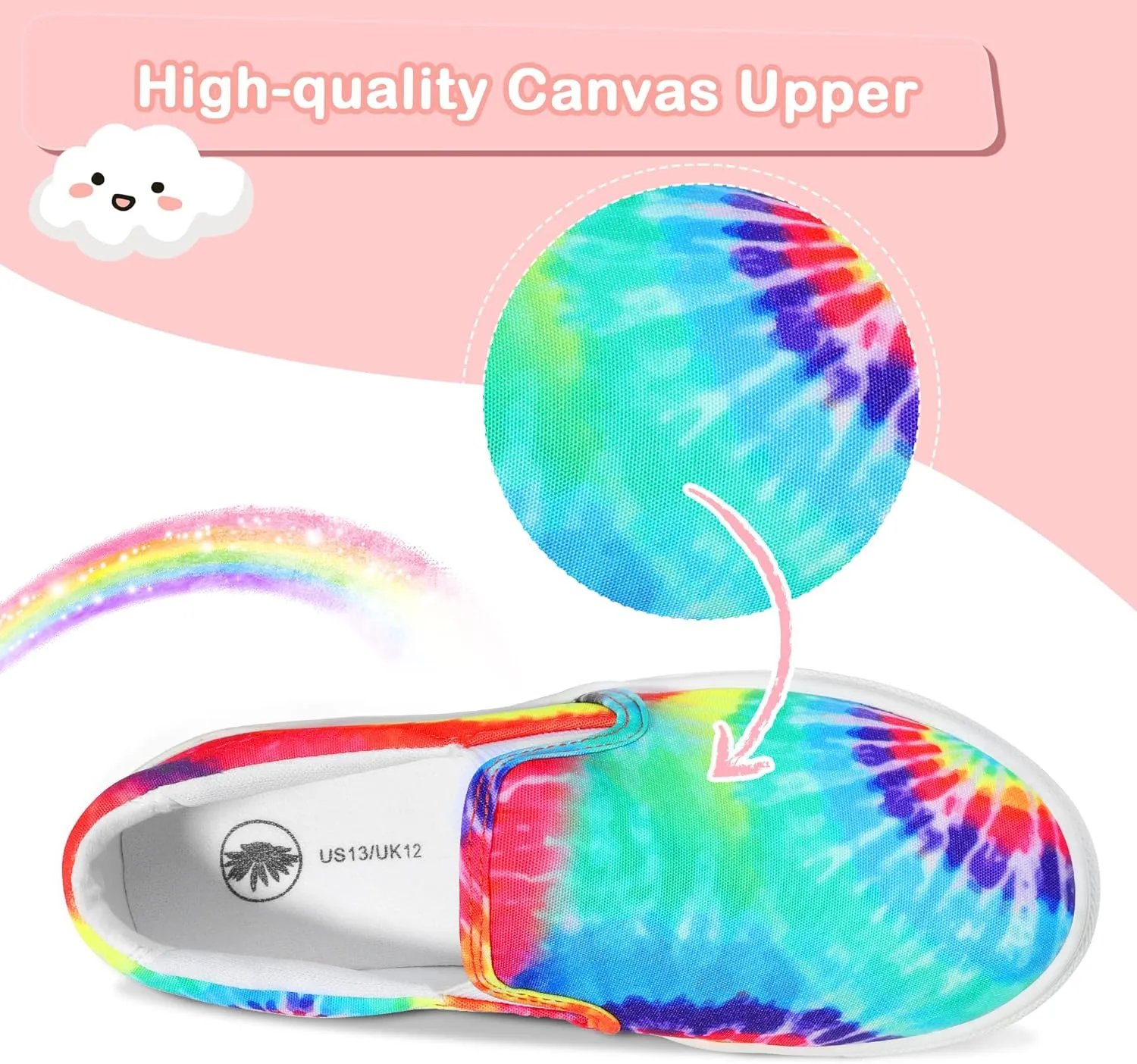 MIXIN Girls Sneakers Slip On Shoes Comfort Casual Low Top Fashion Flats Tennis Walking Casual Shoes for Little/Big Kids