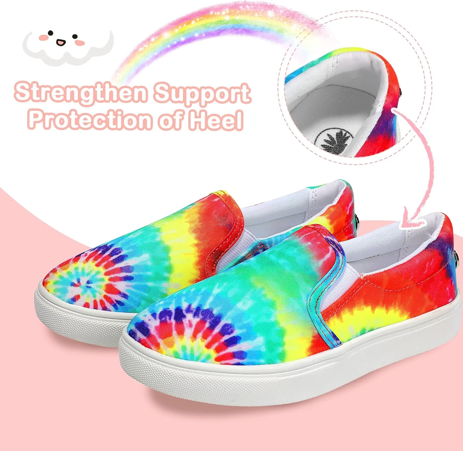 MIXIN Girls Sneakers Slip On Shoes Comfort Casual Low Top Fashion Flats Tennis Walking Casual Shoes for Little/Big Kids