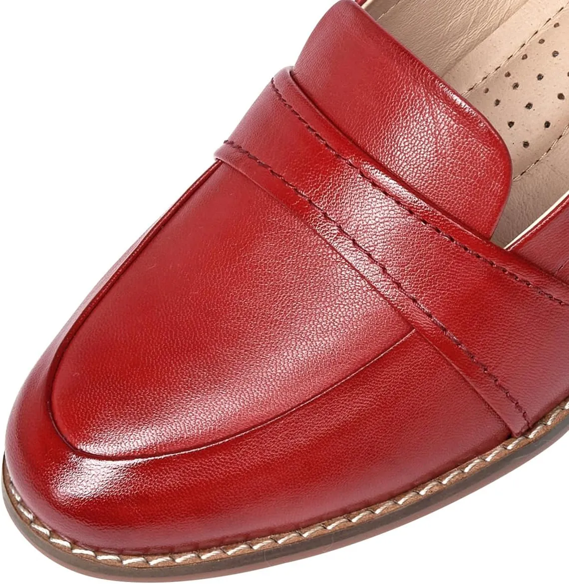 Mona flying Women's Leather Dress Penny Loafers Slip On Flats Office Ladies Casual Shoes