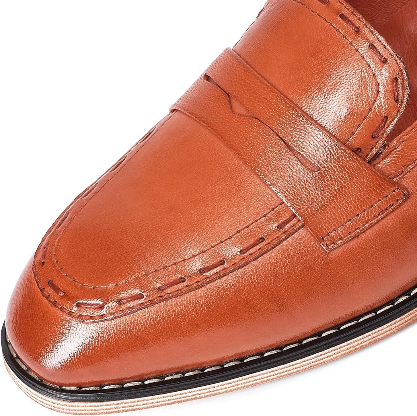 Mona flying Women's Leather Penny Loafers Slip On Flats Office Ladies Casual Shoes