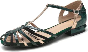 MOOMMO Women Low Heel Sandals Ankle Strap Rainbow Kitten Heel Cage Sandal Shoes T Strap Mary Jane Pumps Chunky Block Heel Cutout Sandals Bridal Wedding Summer Vintage Dressy Elegant Comfort 4-11 M US
