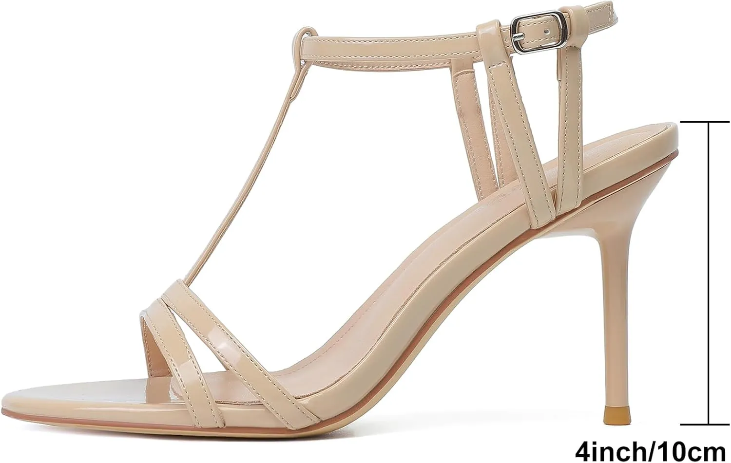 Mostrin Strappy Heels for Women Round Open Toe Lace Up Heeled Sandals Ankle T Strap Stiletto High Heels Dress Shoes