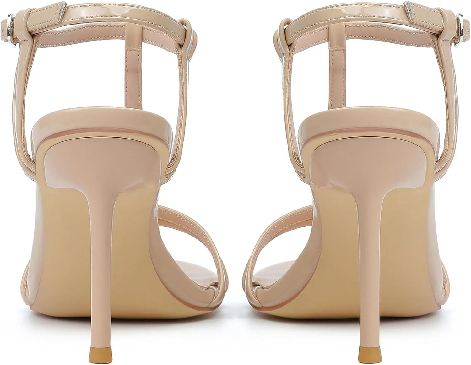 Mostrin Strappy Heels for Women Round Open Toe Lace Up Heeled Sandals Ankle T Strap Stiletto High Heels Dress Shoes