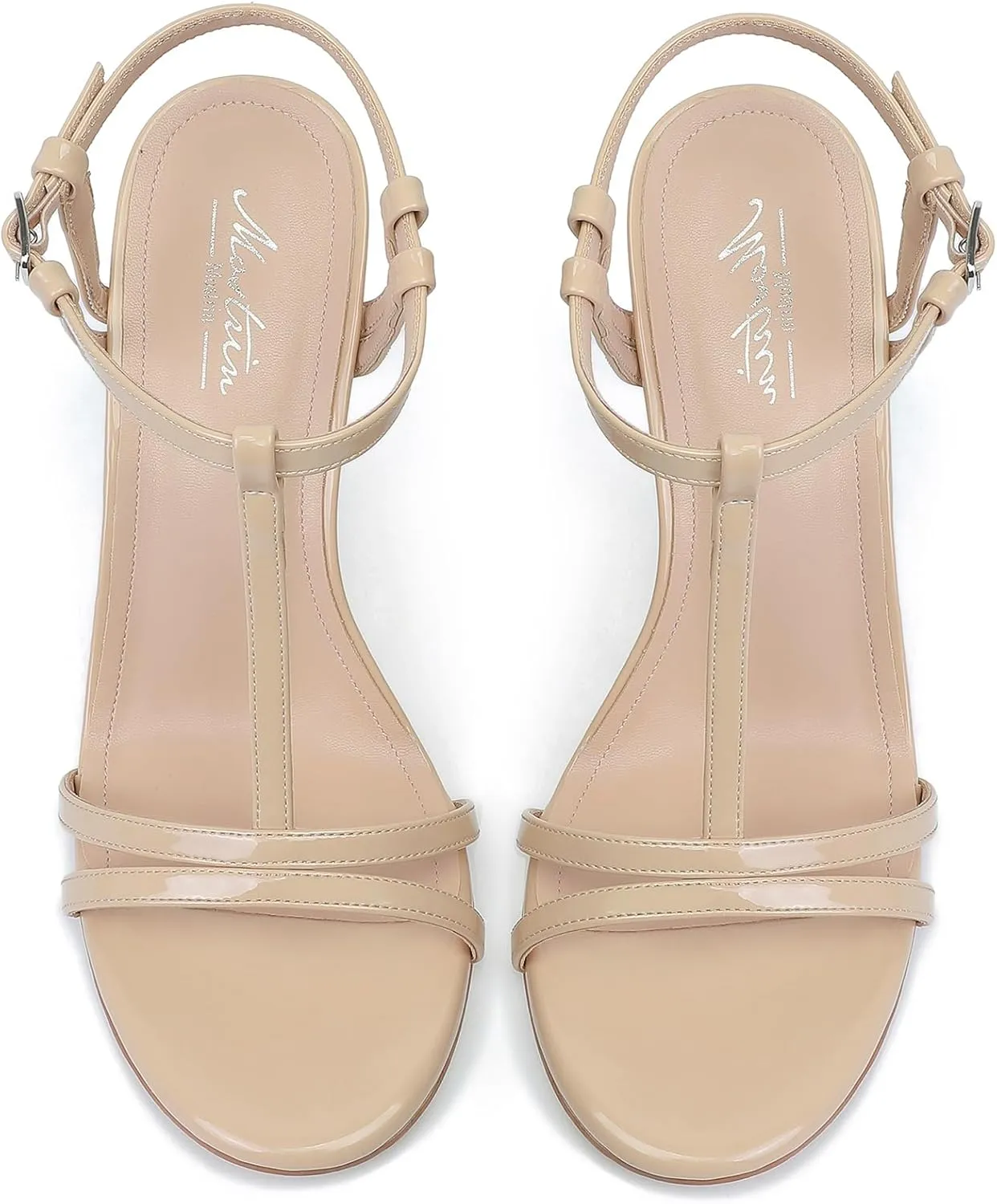 Mostrin Strappy Heels for Women Round Open Toe Lace Up Heeled Sandals Ankle T Strap Stiletto High Heels Dress Shoes