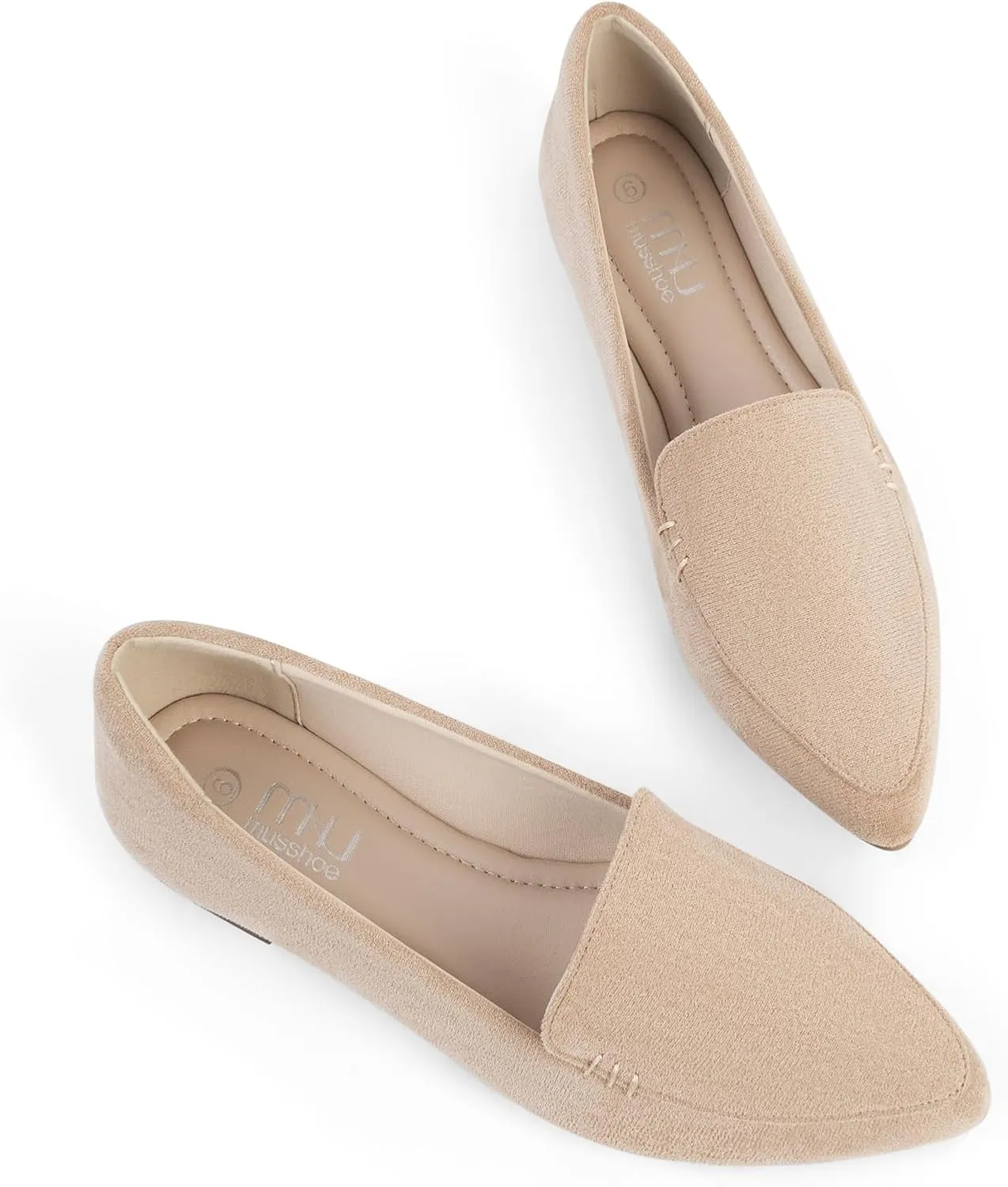 MUSSHOE Loafers for Women Comfortable Pointed Toe Memory Foam Women's Loafers