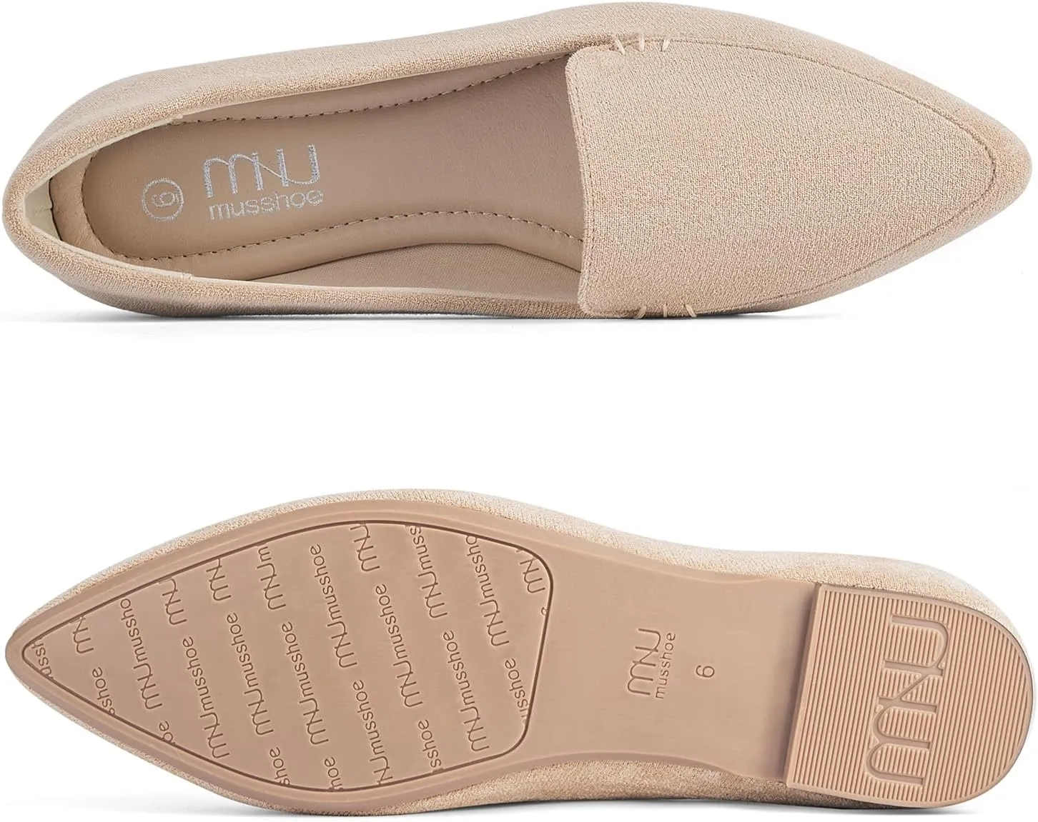 MUSSHOE Loafers for Women Comfortable Pointed Toe Memory Foam Women's Loafers