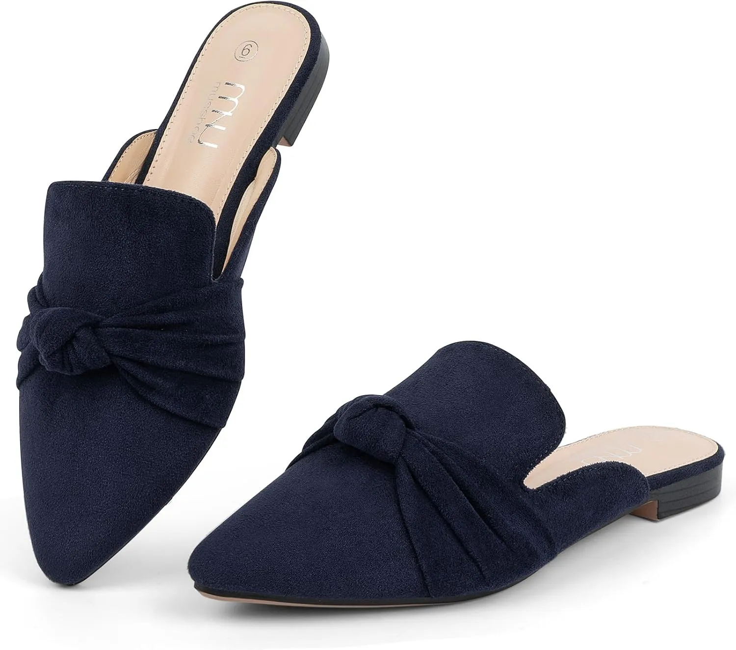 MUSSHOE Mules for Women Flats Comfortable Pointed Toe Slip on Women Mules Flats…