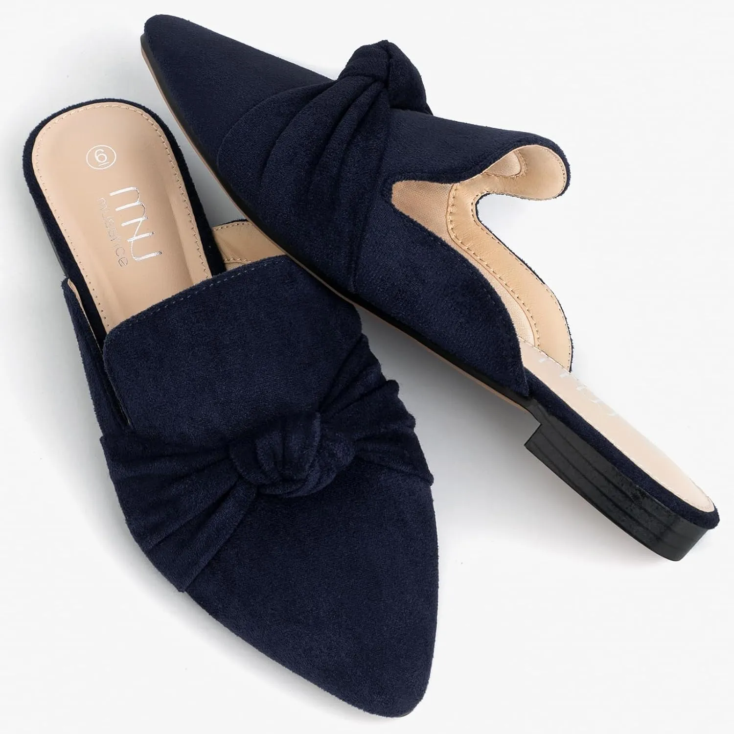 MUSSHOE Mules for Women Flats Comfortable Pointed Toe Slip on Women Mules Flats…