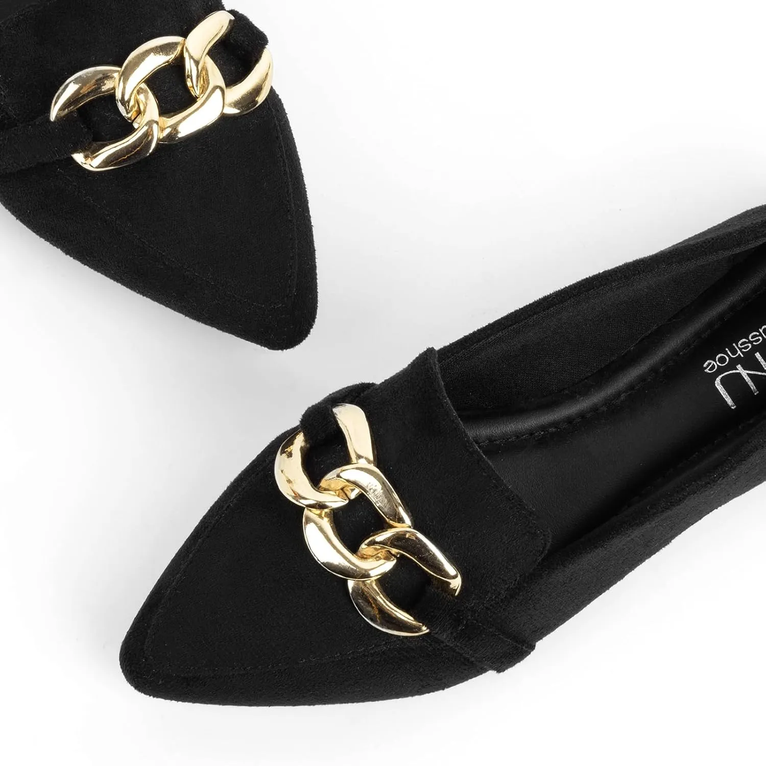 MUSSHOE Women's Loafers Comfortable Fashion Chain Flats Shoes for Women
