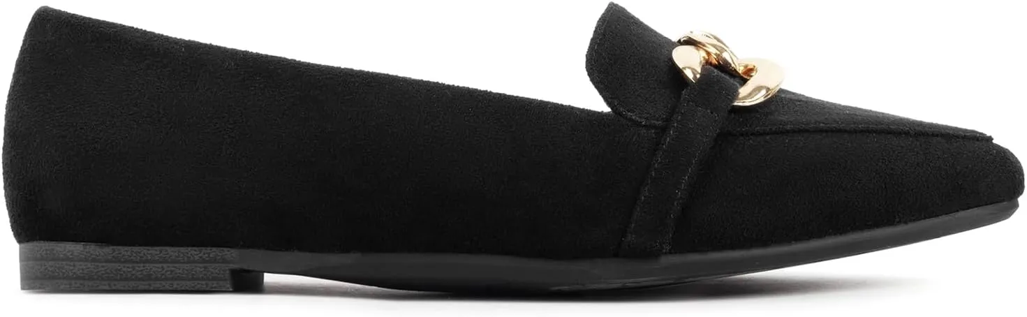 MUSSHOE Women's Loafers Comfortable Fashion Chain Flats Shoes for Women