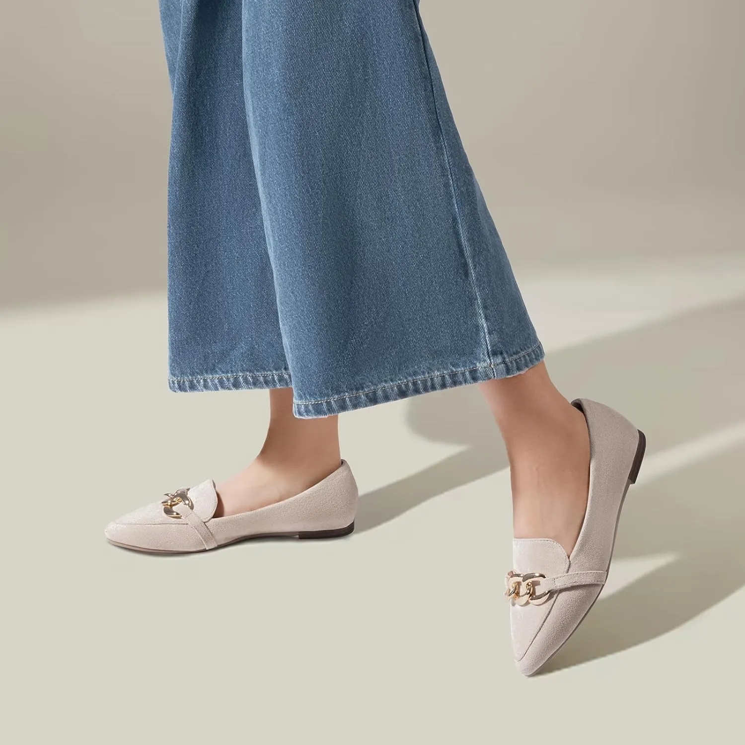 MUSSHOE Women's Loafers Comfortable Fashion Chain Flats Shoes for Women