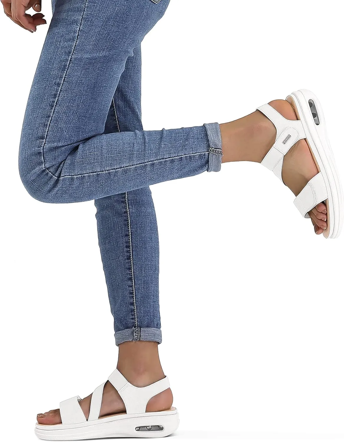 mysoft Women's Summer Walking Sandals Air Cushion Support Platform Ankle Strap Shoes Comfortable Casual Wedge Sandals