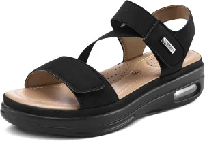 mysoft Women's Summer Walking Sandals Air Cushion Support Platform Ankle Strap Shoes Comfortable Casual Wedge Sandals