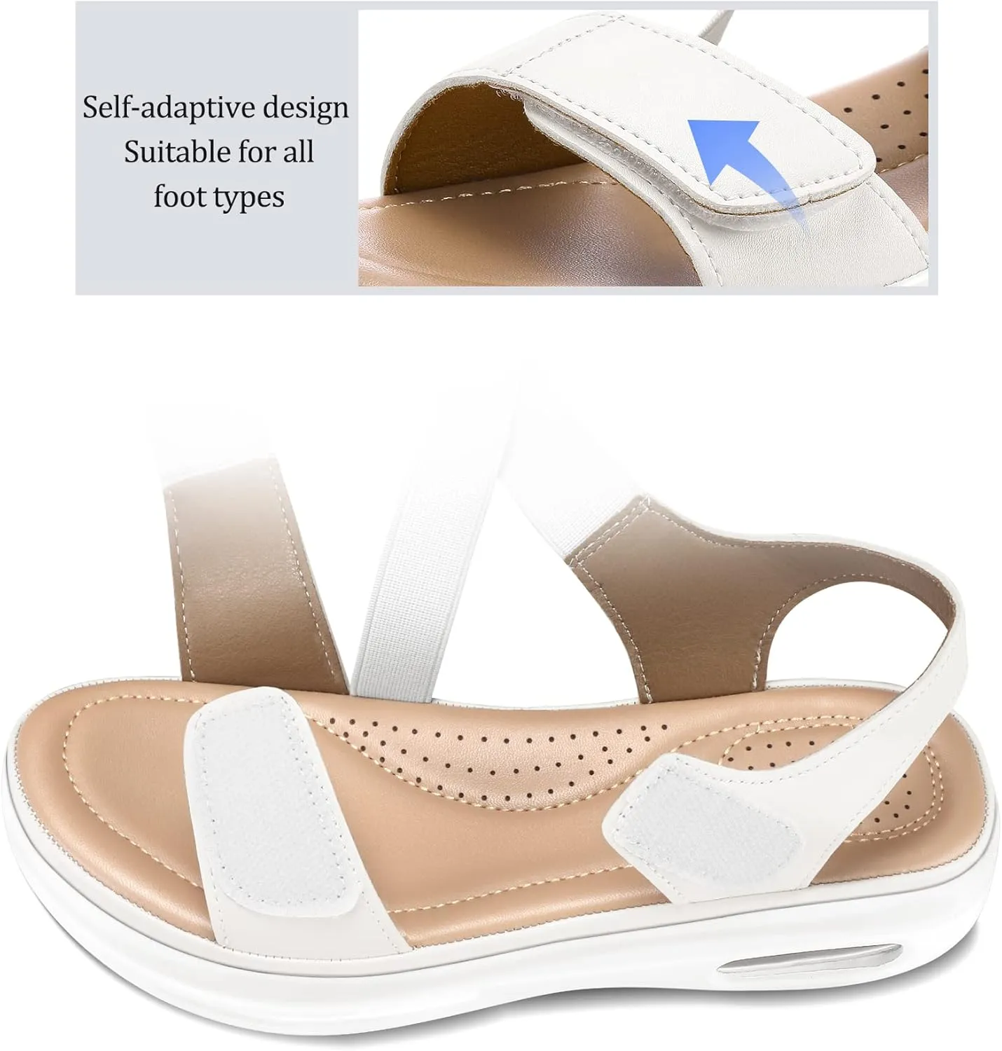 mysoft Women's Summer Walking Sandals Air Cushion Support Platform Ankle Strap Shoes Comfortable Casual Wedge Sandals